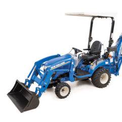 Side profile of New Holland compact tractor