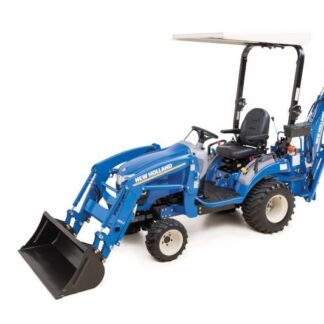 Side profile of New Holland compact tractor